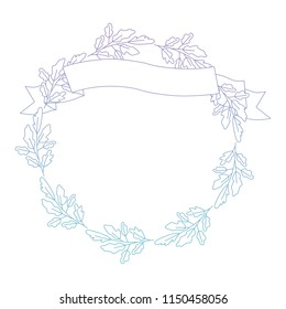 crown leafs and ribbon circular frame