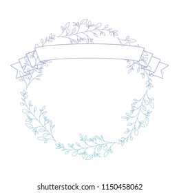 crown leafs and ribbon circular frame