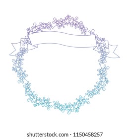 crown leafs and ribbon circular frame