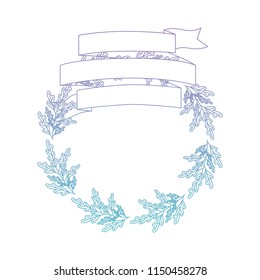 crown leafs and ribbon circular frame