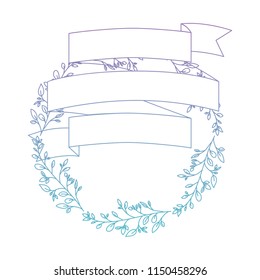 crown leafs and ribbon circular frame