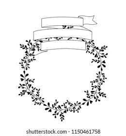 crown leafs and ribbon circular frame