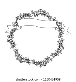 crown leafs and ribbon circular frame