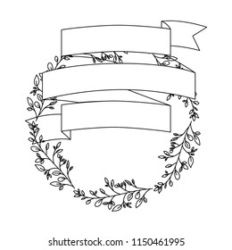 crown leafs and ribbon circular frame