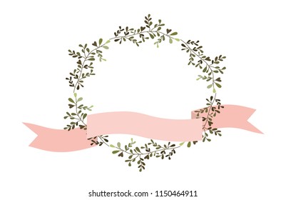crown leafs and ribbon circular frame