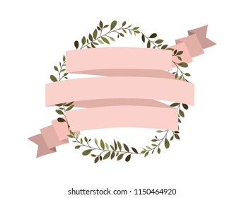 crown leafs and ribbon circular frame