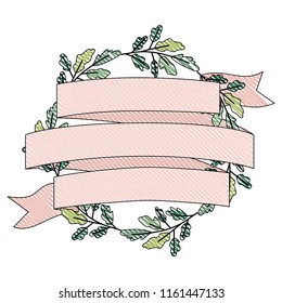 crown leafs and ribbon circular frame