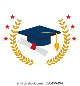 crown leaves with graduation cap and certificate