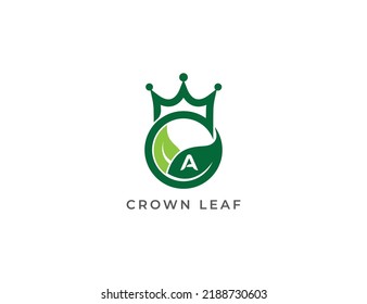 Crown of leaves Logo Concept icon sign symbol Design Line Art Style with Letter A. Leaf, Nature, Natural, Organic, Botanic, Ecology Logotype. Vector illustration logo template