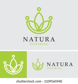 Corona de hojas logo elementos de diseño minimalista iconos vectoriales naturales para la empresa de plantilla