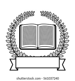 crown of leaves with open book and label