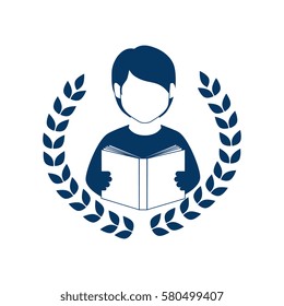 crown of leaves with silhouette male reading