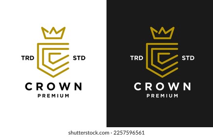 Crown letter C logo icon design template modern