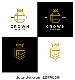 Crown letter C logo icon design template modern set collection