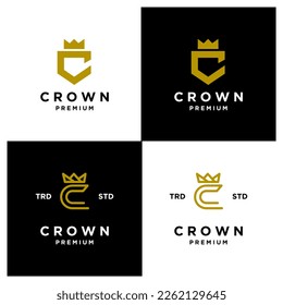 Crown letter C logo icon design template modern set collection