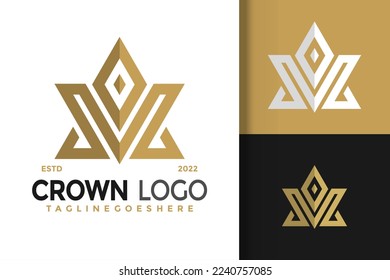 Crown Letter M Elegant Logo Design Vector Illustration Template