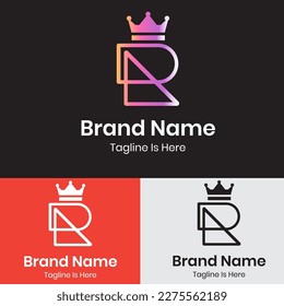 Crown letter r monogram logo design