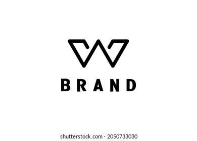 Logo de la letra de la corona W. concepto de diseño lineal.