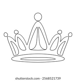 crown line art. continuous line royalty symbol