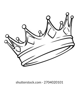 crown line art hand drawn illustration