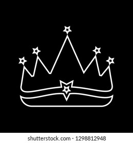 Crown line art icon vector - white