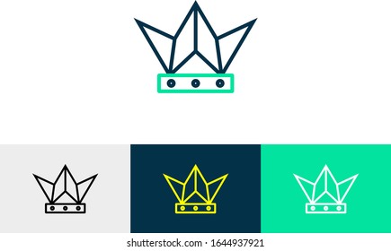 Crown line art icon vector 