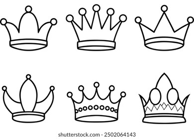 Crown Line Art Illustration Graceful Curves with a Regal Touch