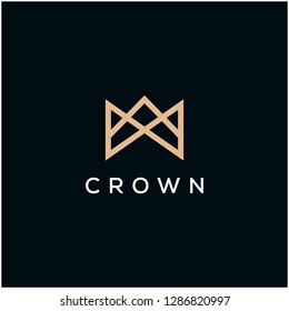 crown line art logo design svg