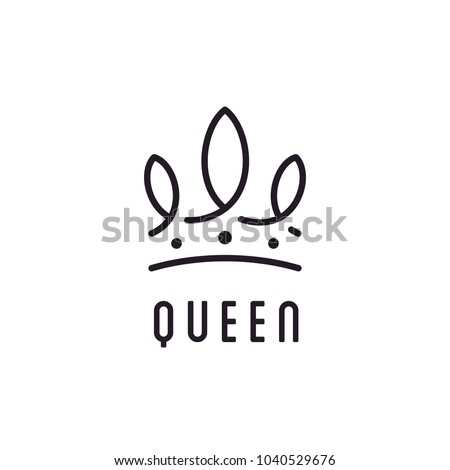 Crown Line Art for Queen King Princess Royal beauty luxury elegant logo design 