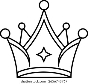 Ilustración vectorial del arte de la línea de la corona en el fondo transparente
