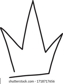 Crown line in doodle style isolated on white backgrownd. Crown Logo Template vector illustration design.Black outline pictogram on white background.Crown icon.Cute black line seamless crown.Liner