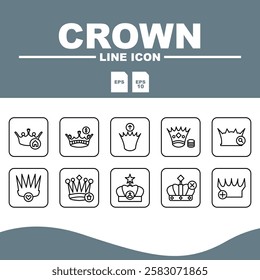 crown Line Editable Icons set, Crown line icon illustration in vector format that is flexible and can be adapted to various needs.