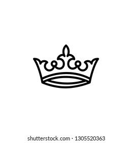 Crown Line Icon In Flat Style Vector Icon For Apps, UI, Websites. Black Icon Vector Illustration.