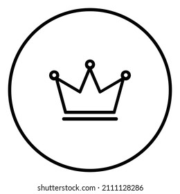 Crown line icon inside circle, royalty, black outline, line icons.	