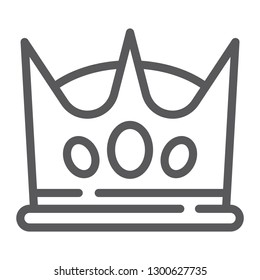Crown line icon, king and leader, royal sign, vector graphics, a linear pattern on a white background, eps 10.