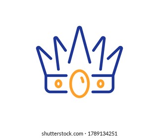 Symbol der Kronenlinie. König oder Königin Corona Schild. Königliches Monarchiesymbol. Farbenvolles Konzept der dünnen Linie. Lineares Kronensymbol. Bearbeitbarer Strich. Vektorgrafik