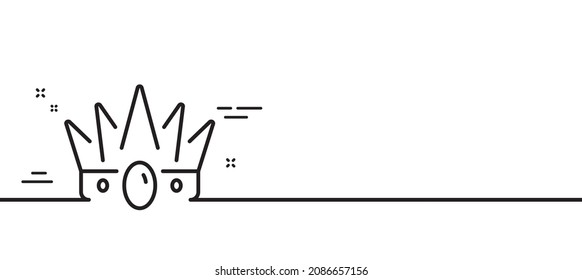 Icono de línea de corona. Señal de rey o de corona reina. Símbolo de la monarquía real. Fondo mínimo de la ilustración de línea. Banner de patrón de icono de línea de corona. Concepto de plantilla web blanca. Vector