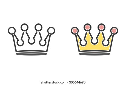 Crown line icon  on white background. Vector illustration.