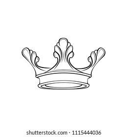 Crown line icon. Royal symbol. Design element. Vector illustration.