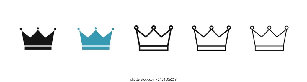 Crown line icon set. heritage king crown royalty icon for UI designs.