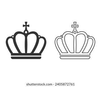 Crown line icon set in trendy flat style on white background. Imperial state crown of the UK. Vector Illustration