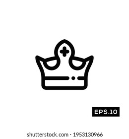 Crown line Icon Vector. Crown Logo Symbol Vector Illustration