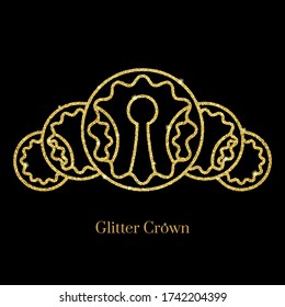 Crown line icon.Vector geometry isolated glitter gold design.Symbol of royalty. 