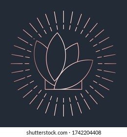 Icono de línea de corona.Geometría vectorial aislada diseño de oro rosa.Símbolo de realeza. 