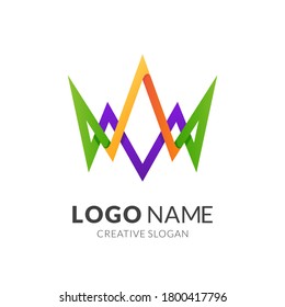 crown line logo template, modern 3d logo style in gradient vibrant colors