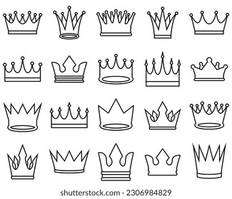 Crown line set icon, logo vector