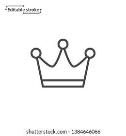 Crown Line Vector Icon. Editable Stroke. 