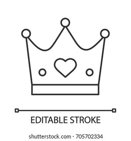 Crown linear icon. Thin line illustration. Masquerade costume part. Contour symbol. Vector isolated outline drawing. Editable stroke