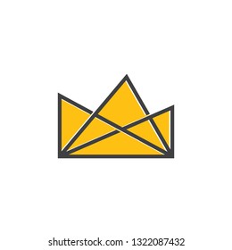 crown linked triangles thin lines art logo vector