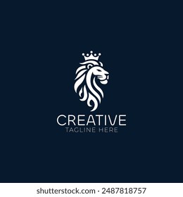 Crown lion head logo vector illustration	